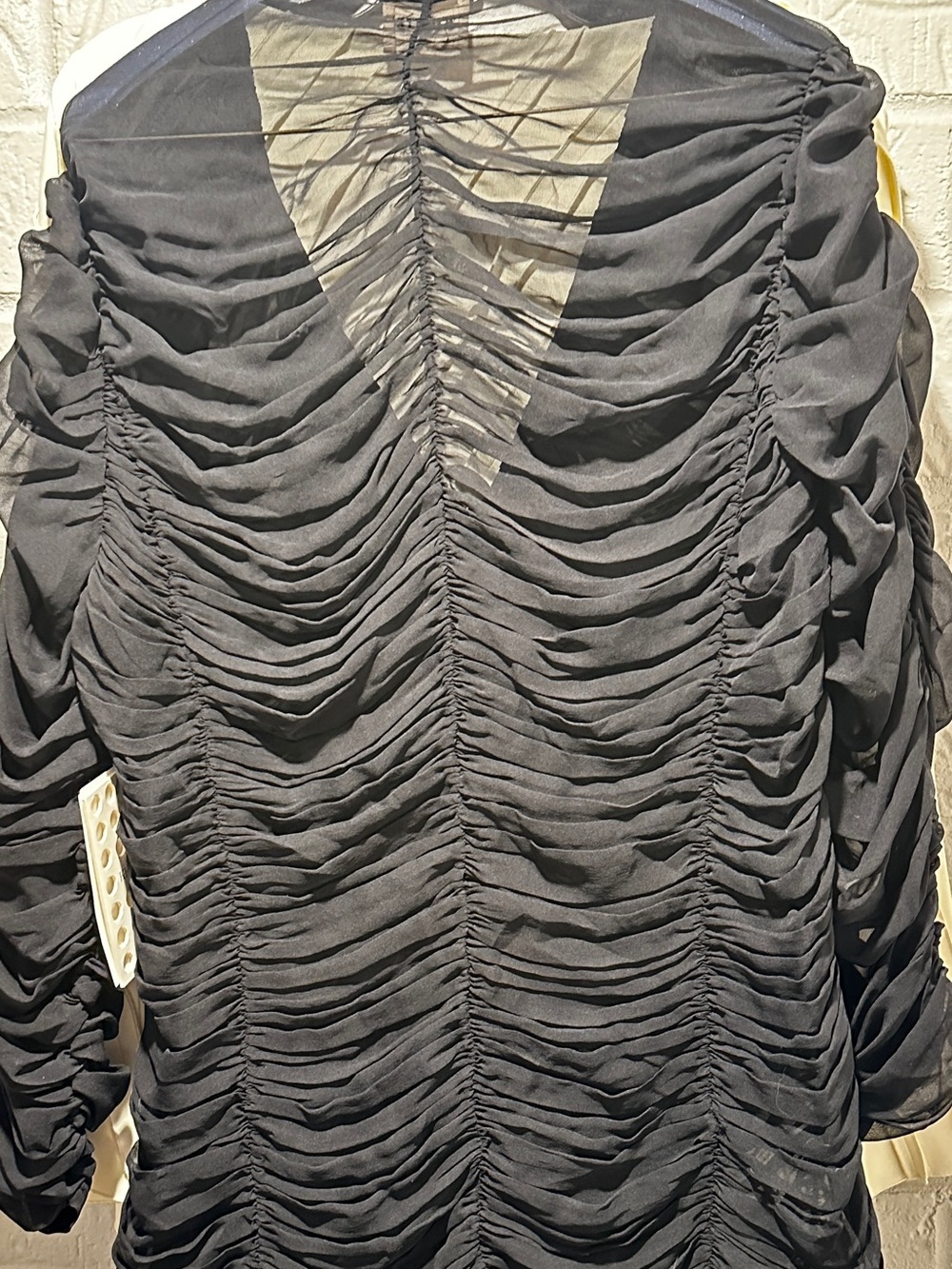 NWT Khaite Lita Ruched V-Neck Stretch Silk Black Top Size 10 - Picture 6 of 13